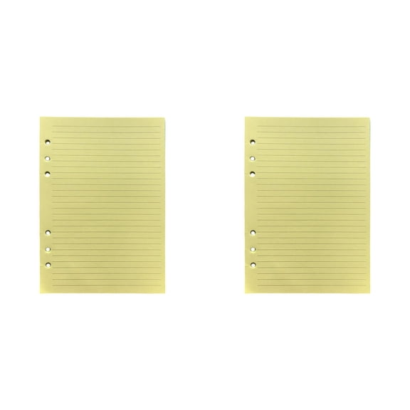 A5 Colorful Lined Filler Paper 2 Pack, 6-Hole Punched Loose-Leaf Paper Ruled Planner Inserts,120GSM Thick No Bleed Paper for Journaling Note Taking Daily Planner Study Office,Total 200 Pages,Yellow