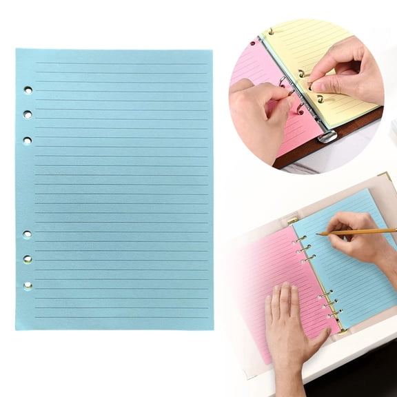 A5 Colorful Lined Filler Paper, 6-Hole Punched, 120 Gsm Loose-Leaf Paper and Planner Inserts for Notebooks, Journals and Read Notes, 50 Sheets
