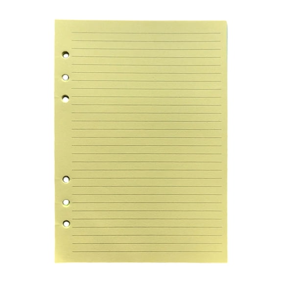 A5 Colorful Lined Filler Paper, 6-Hole Punched, 120GSM Loose-Leaf Paper and Planner Inserts for Notebooks, Journals, and Study Notes,50 Sheets/100 Pages,A5 Loose-leaf Refill Paper,Yellow,21x14.2cm