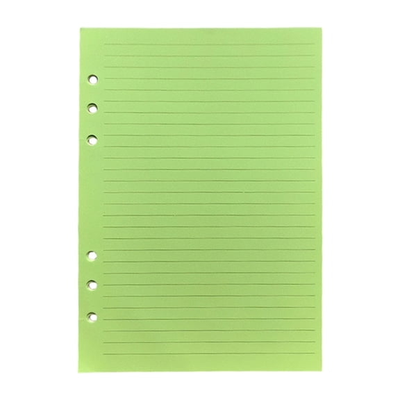 A5 Colorful Lined Filler Paper, 6-Hole Punched, 120Gsm Loose-Leaf Paper and Planner Inserts for Notebooks, Journals, and Study Notes,50 Sheets/100 Pages(Green)