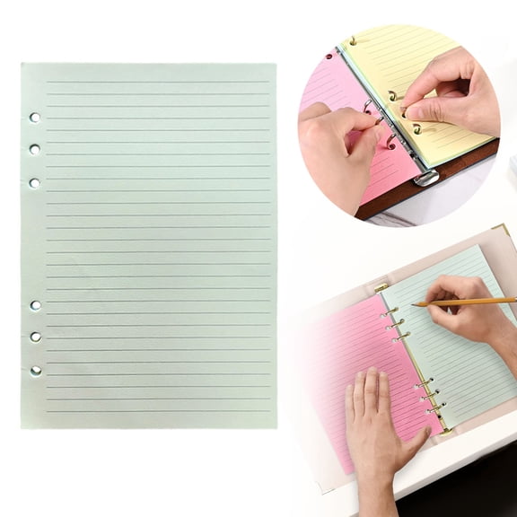 A5 Colorful Lined Filler Paper, 6-Hole Punched, A5 Planner Inserts A5 Refill Paper 120Gsm Loose-Leaf Paper and Planner Inserts for Notebooks, Journals, and Study Notes,50 Sheets/100 Pages