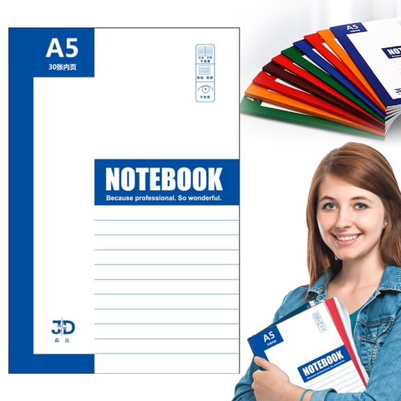 A5 Composition Notebooks Bulk, Journals College Ruled Notebooks with Rainbow Spines, Lined Blank College Ruled Composition Travel Journals For Women Students Business, 30 Sheets/60 Pages, Blue