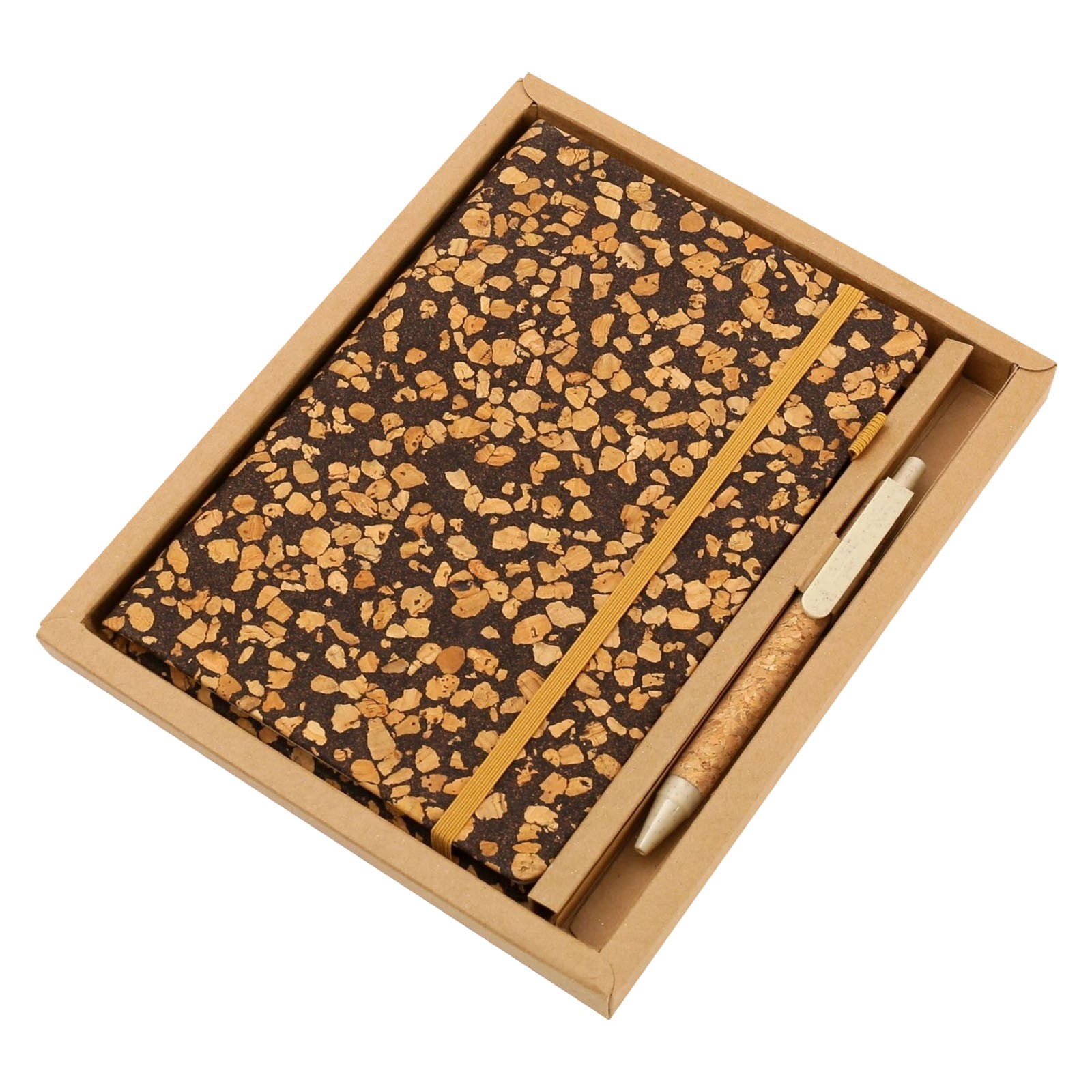 A5 Cork Fabric Notebook Kraft Paper Set Notepad-Cork Kraft Paper Set,Lined Journal Notebook with Cork Leather Cover and Pen,A5 Hardcover Notebook for Writing and Journaling (B)