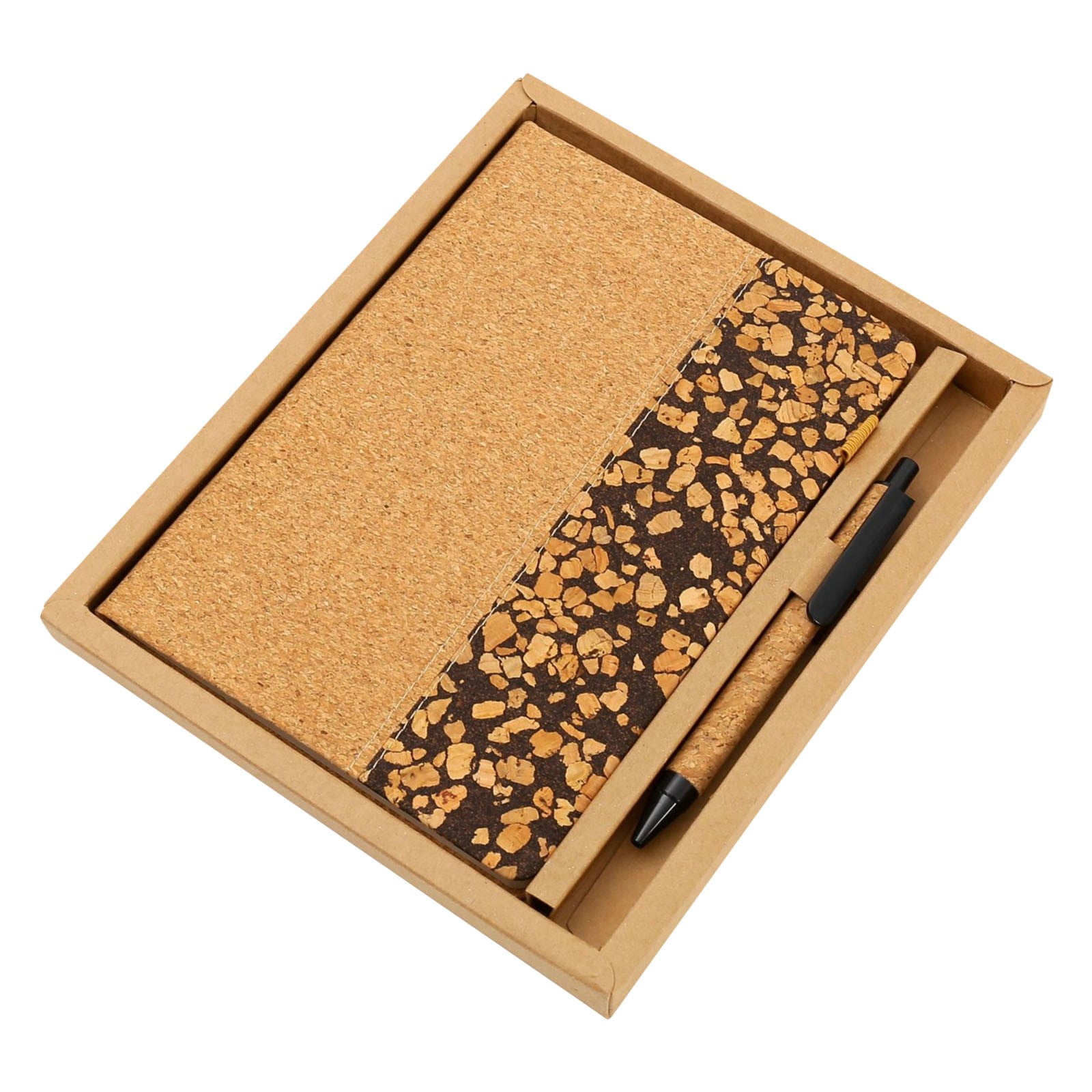 A5 Cork Fabric Notebook Kraft Paper Set Notepad-Cork Kraft Paper Set,Lined Journal Notebook with Cork Leather Cover and Pen,A5 Hardcover Notebook for Writing and Journaling (C)