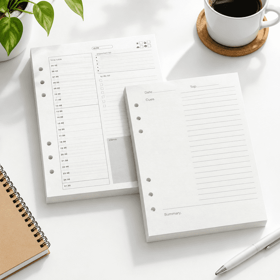 A5 Cornell Notes & Daily Timeline Planner Refill Paper Set