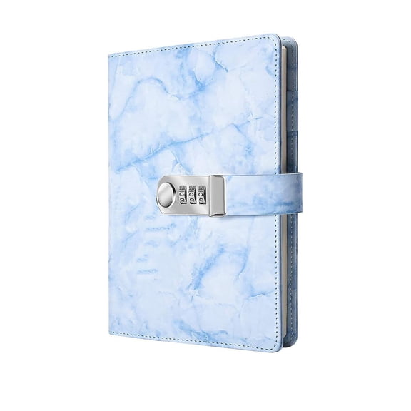A5 Creative Password Lock Journal, Pu Leather Combination Lock Diary(1 pcs, blue)