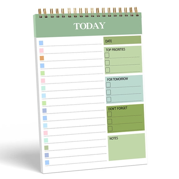 A5 Daily To-Do List Coil Notebook, 52-Page Task Organizer Notepad Pocket Memo for Office & Personal Planning