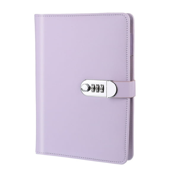 A5 Diary with Lock, Journal with Lock Cute Journaling Leather Notebook Journal Diary Binder Refillable Paper, Purple