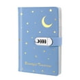 thumbnail image 1 of A5 Diary with Lock, Journal with Lock Cute Journaling Leather Notebook Journal Stars Moon Diary, Blue, 1 of 6