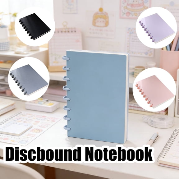A5 Discbound Notebook, 8-Disc Disbound Planner with Removable Pages, Paper Cover Discbound Planner for Work, Travel, Note Taking, Purple, A5, by IHXORA