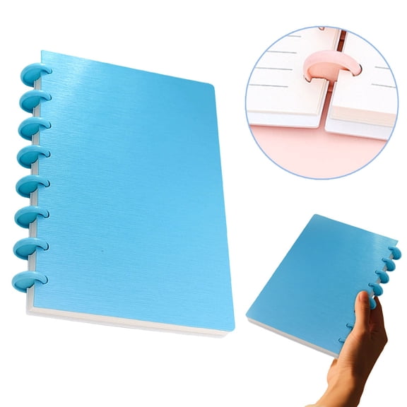 A5 Discbound Planner with 8 Discs, Poly Cover Notebook with Removable Pages, 80 Sheets for Work Travel Note Taking, 1 Notebook