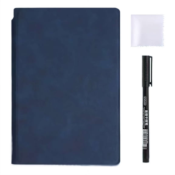 A5 Dry Erase Notebook with PU Leather Cover, Portable Reusable Whiteboard Notepad for Business Office School Home, Handheld Double Sided Erasable Memo Board for Meetings Notes and Daily Planning