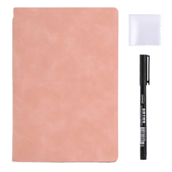A5 Dry Erase Notebook with PU Leather Cover, Portable Reusable Whiteboard Notepad for Business Office School Home, Handheld Double Sided Erasable Memo Board for Meetings Notes and Daily Planning