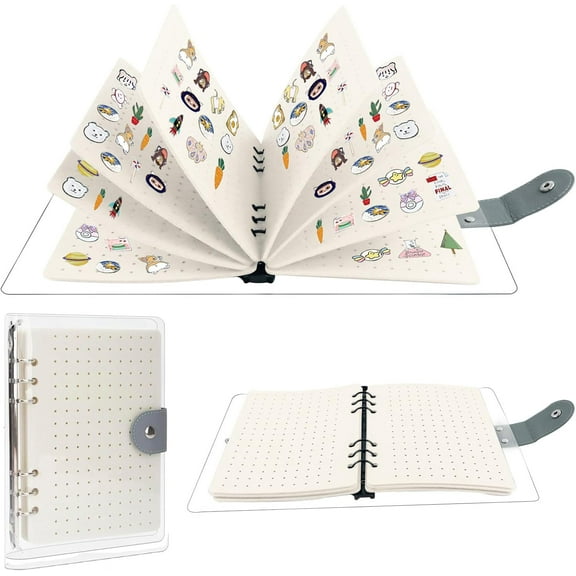 A5 Enamel Pin Display Book, 8 Pages Pins Collection Storage Organizer Book Clear PVC Cover Portable Travel Pin Display Book (Not Include any Accessories) (white)