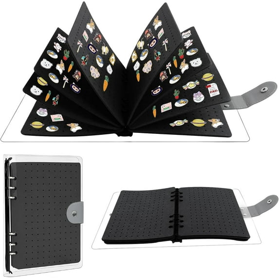 A5 Enamel Pin Display Book, 8 Pages Pins Collection Storage Organizer Book Clear PVC Cover Portable Travel Pin Display Book (Not Include Any Accessories)
