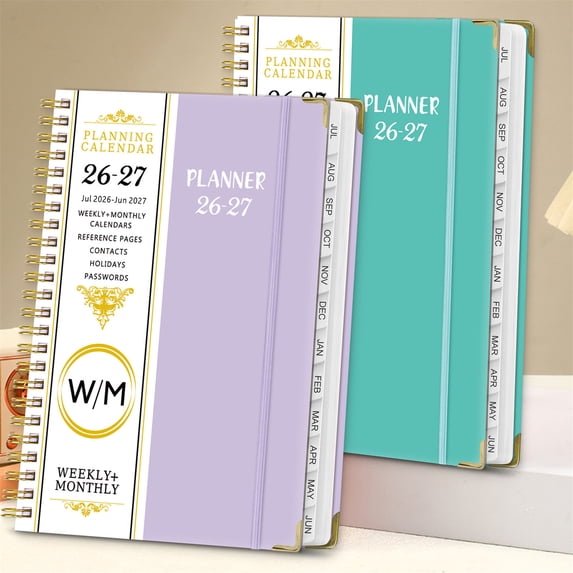 A5 English Schedule Planner 2026-2027 Monthly Academic Agenda Book Spiral Bound Journal Notebook with Dividers Inner Pocket for Office, AKLJWH