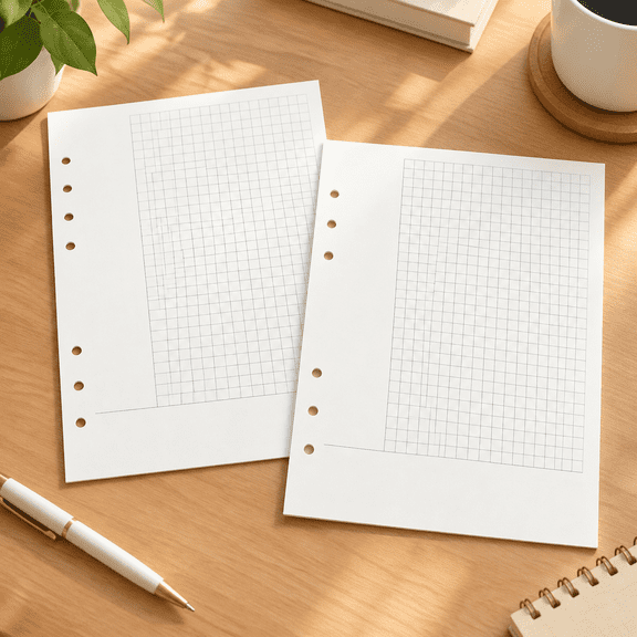 A5 Filler Paper Cornell, 6 Ring Loose Leaf 160 Sheets for Study, Squared