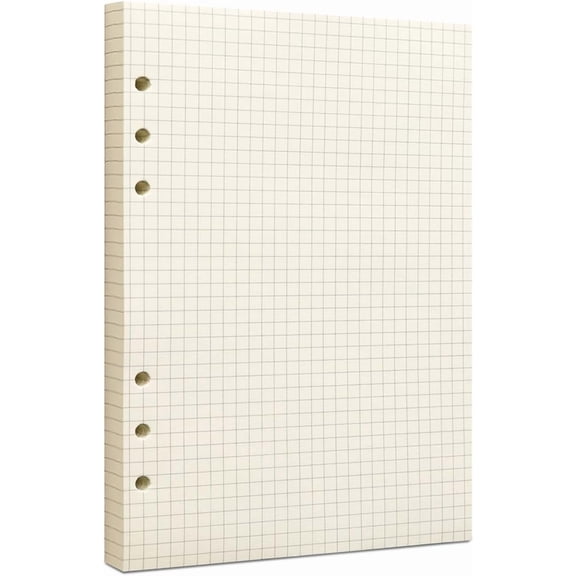 A5 Grid Filler Paper, 6-Hole Punched, 100GSM Graph Rule Paper/Quad Rule Filler Paper/Planner Inserts for Planners, Painting, and Bullet Journals,80 Sheets/160 Pages