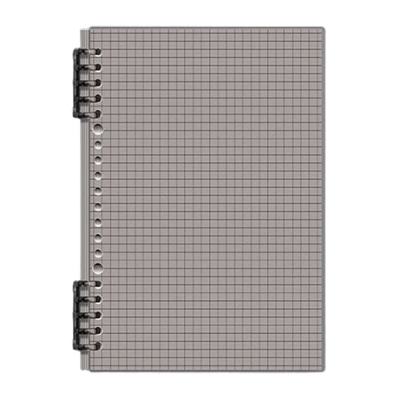 A5 Grid Notebook with Detachable Ring Binder, Transparent Cover Refillable Journal, 360° Fold-Flat Graph Paper Notepad for Daily Note-Taking and Organization