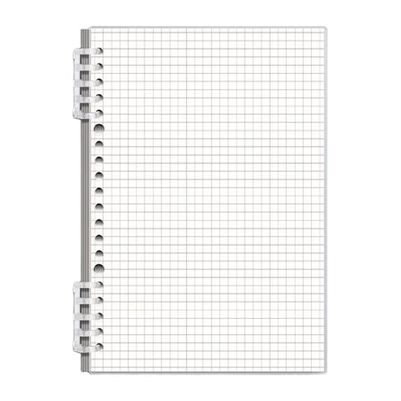 A5 Grid Notebook with Detachable Ring Binder, Transparent Cover Refillable Journal, 360° Fold-Flat Graph Paper Notepad for Daily Note-Taking and Organization