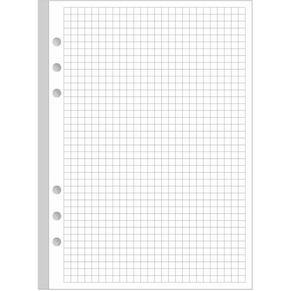 A5 Grid Refill Paper, 6-Hole Graph Paper, 100Sheets / 200Pages Loose-Leaf Grid Paper, 100gsm White Paper, 5.8" x 8.3 "