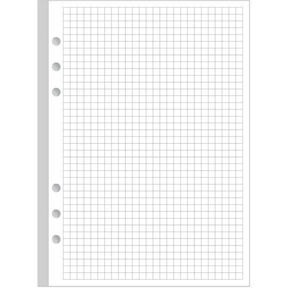 100 Sheets A5 6-Hole Grid Refill Paper, 5.8x8.3 Inch 100gsm White Loose-Leaf Graph Paper for Notebooks and Journals