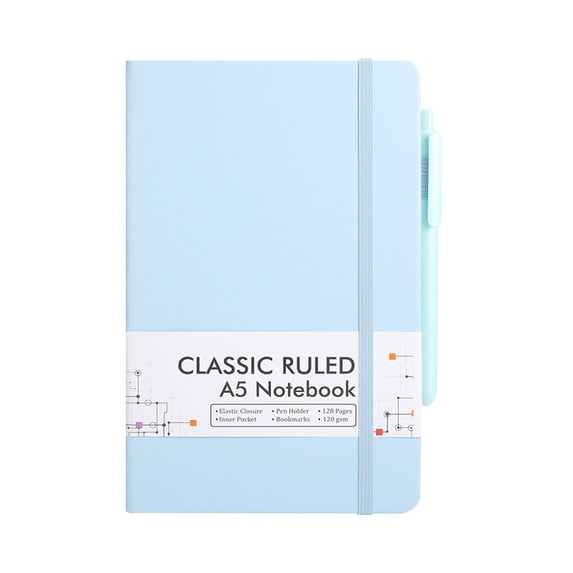 A5 Hardcover Business Ruled Lined Journal With Pen Holder, 120 GSM Thick Paper For Smooth Writing, Perfect For Work Journaling And Daily Notes (Light Blue)