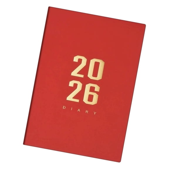 A5 Hardcover Daily Planner 2026, At a Glance Planner Journal with Gold Foil, Daily Weekly Monthly Notebook for tracking appointments, tasks and notes, Yulin Red