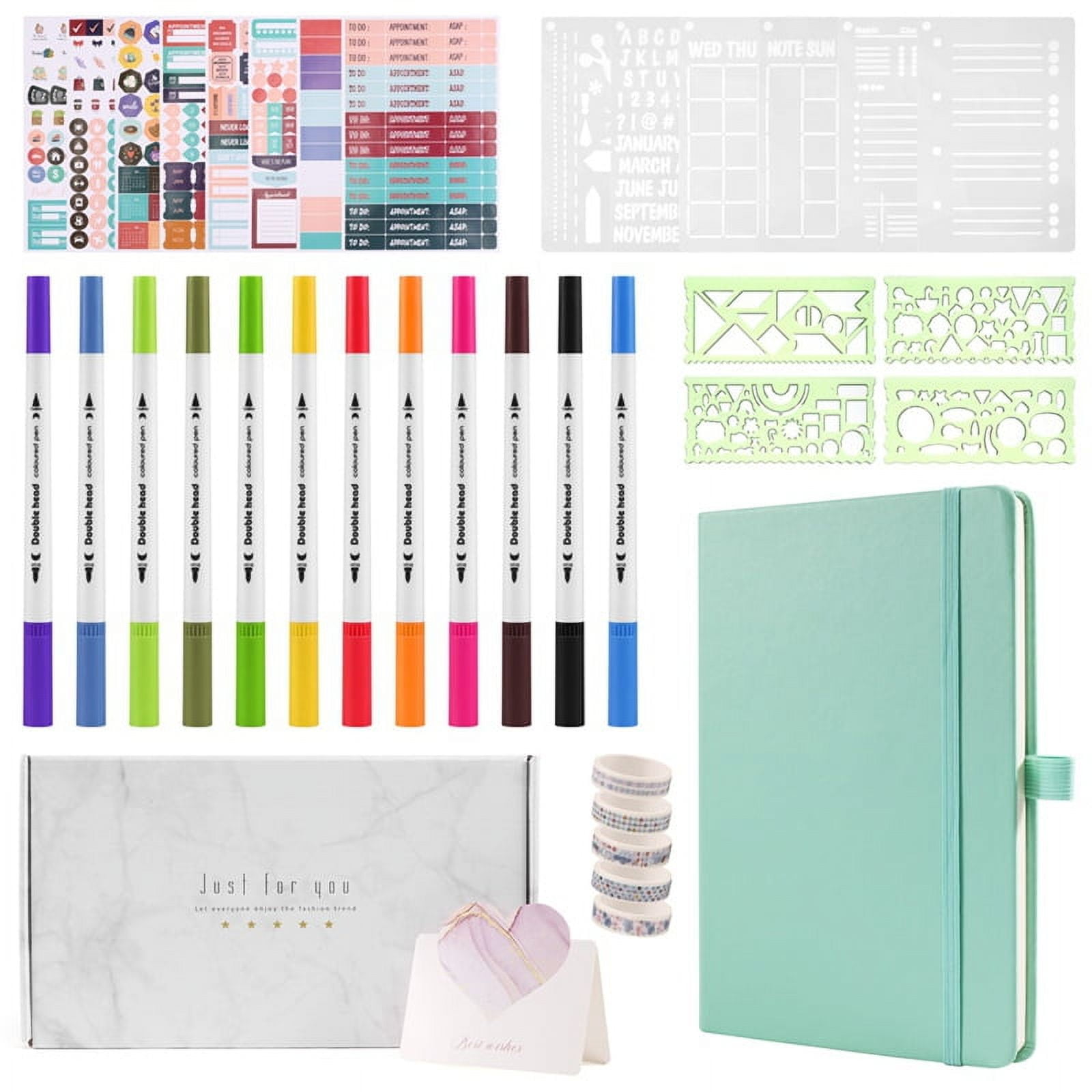 A5 Hardcover Dotted Journal Notebook with 184 Numbered Pages,Dotted Journaling Kit for Beginner Pink