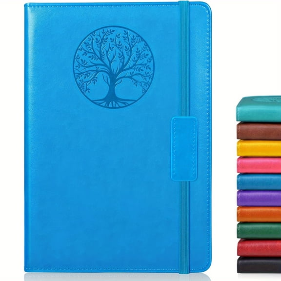A5 Hardcover Leather Executive Notebook for Men and Women, 256 Pages, Plain Ruled, Writing Journal for Travel, Business, Work, School, College, Diary Notepad 5.7"×8.3" with Lay Flat Design