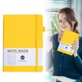 thumbnail image 1 of A5 Hardcover Lined Journal, 200 Pages Yellow Pu Leather Notebook with Elastic Strap, Bright Writing Book for Creative Thinking and Planning, 1 of 10