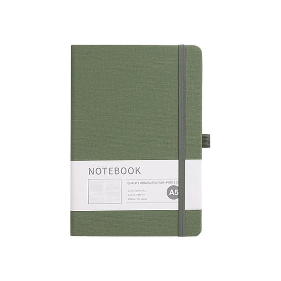 A5 Hardcover Lined Journal Notebook with Elastic Closure and Pen Loop for Office Meetings, Daily Planning and Travel, Green