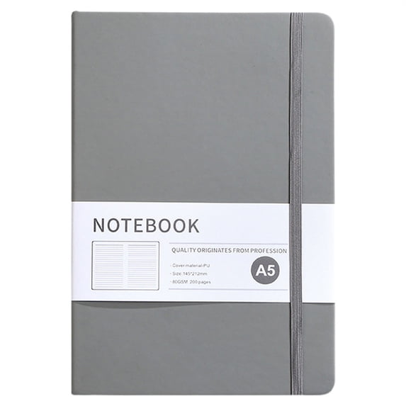 A5 Hardcover Lined Notebook, Elastic Band Closure Lined Journal Notebook, Thick Paper Writing Notebook for Daily Journaling, Office Meeting Notes Notebook, Stationery Supplies