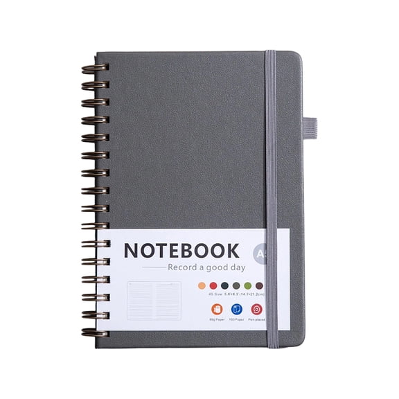 A5 Hardcover Lined Notebook With Elastic Band, Portable Business Journal Diary Notepad, Back To School Essential Work Planner For Office Meetings, Daily Schedule & Seasonal Study Planning-(Gray)