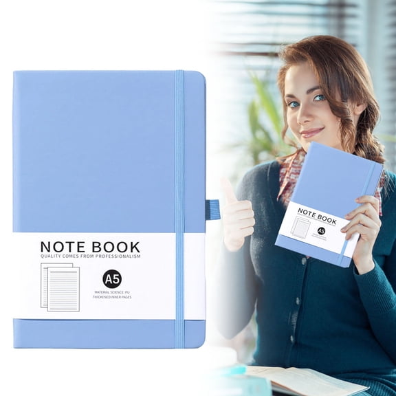 A5 Hardcover Lined Notebook, PU Leather Journal with Elastic Strap, 200 Pages (100 Sheets) Writing Notebook for Students Business Daily Use
