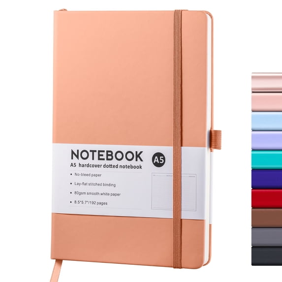 A5 Hardcover Lined Notebook, PU Leather Journals with Elastic Band & Bookmark Ribbon, Thick Smooth Writing Paper Notepads, Durable Diaries for Office Planning Daily Journaling Memo Recording