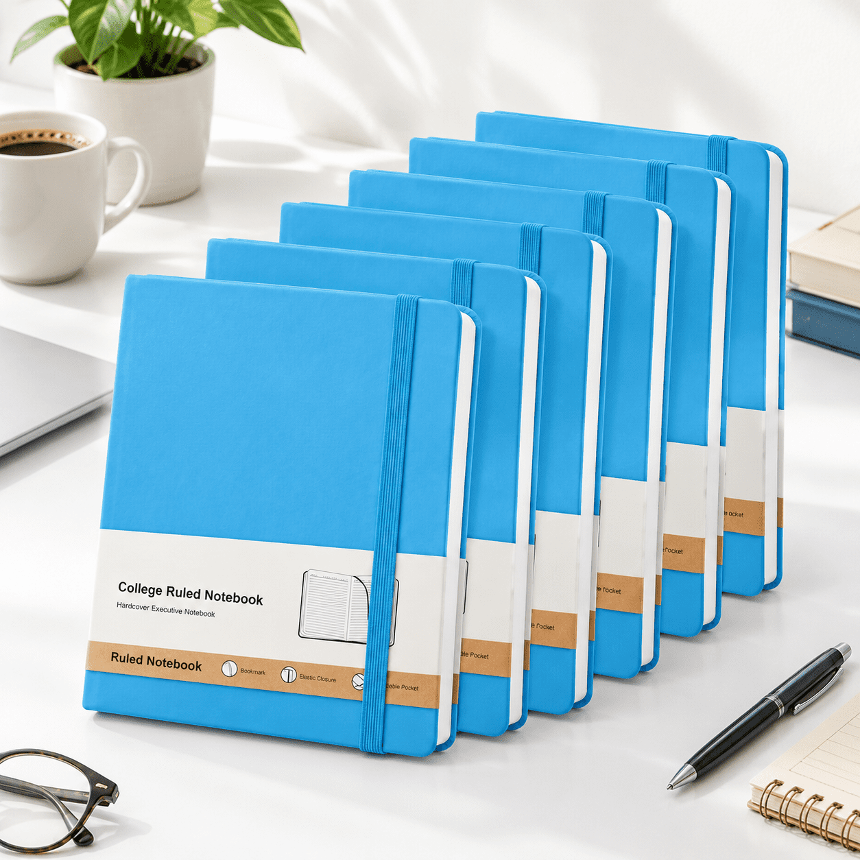 A5 Hardcover Lined Notebooks Light Blue 6 Pack 200 Pages Each - Walmart.com