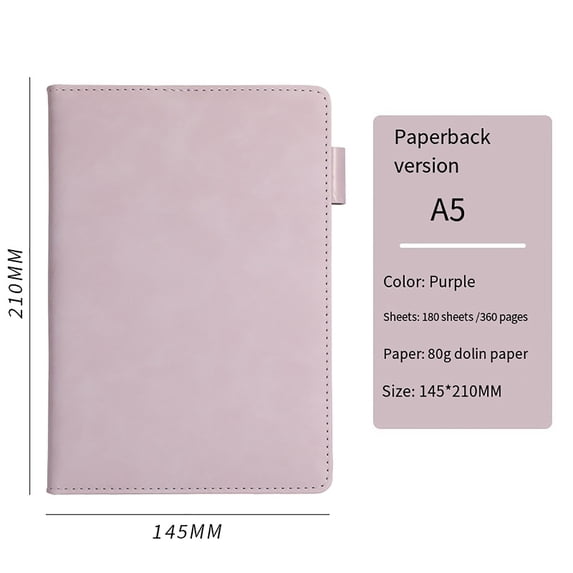A5 Hardcover Notebook, 360 Pages Lined Journal, PU Leather Writing Notepad, Purple, 1 Pack
