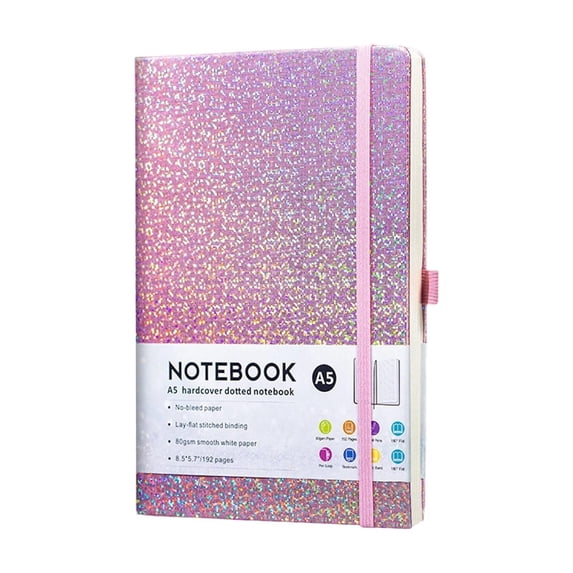 A5 Hardcover Notebook, Glitter Journal Notebook, 8.27x5.83inch No-Bleed Paper Writing Journal, Daily Planner Notebook, Portable Journal for Home Office Writing Note Taking Planning