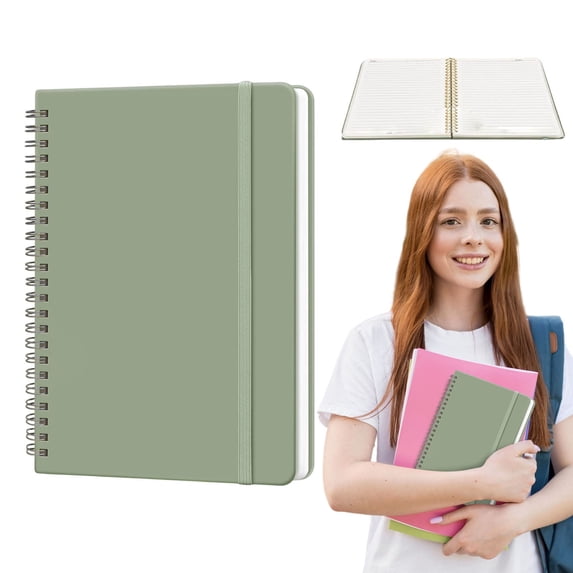 A5 Hardcover Notebook Ink-Resistant Hardbound Pad Perforated Tearable Memo Book Lay Flat Writing Notepad 140-Page College Ruled Notebook Elastic Closure Work Planner