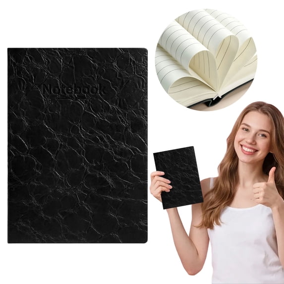 A5 Hardcover Notebook with Classic Design - Lined Journal 80 Sheets 160 Pages - Ink Black