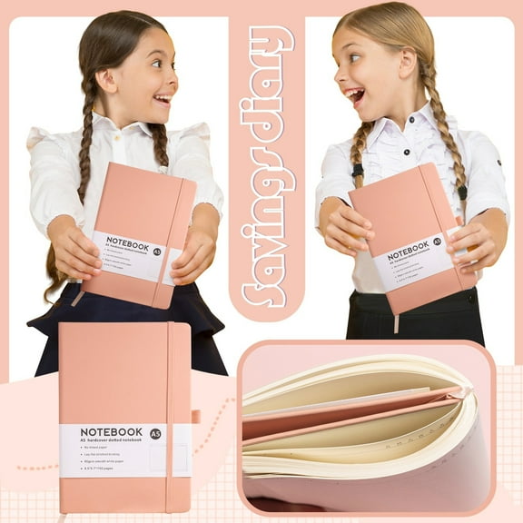 A5 Hardcover Notebook with Elastic Band, 192-Page Lay-Flat Journal & Ribbon Bookmark for Office & Personal Diary, 5.83" x 8.39"