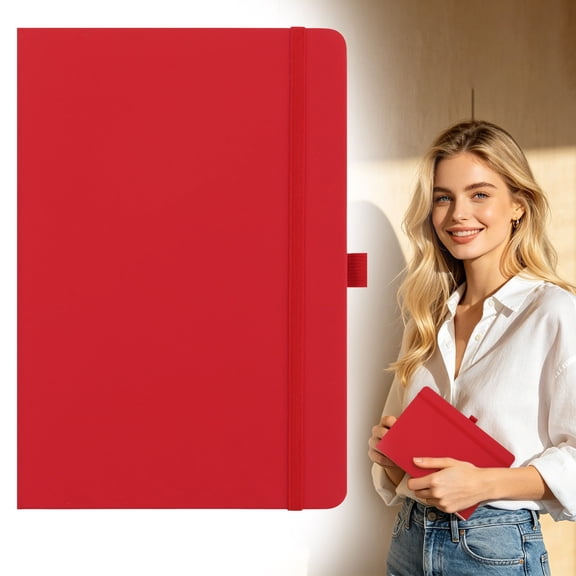A5 Hardcover Notebook with Pen Loop, Small Pocket Journal Cute Petite Memo Notepad, Hardcover Notebook for Purse Daily Notes, Red