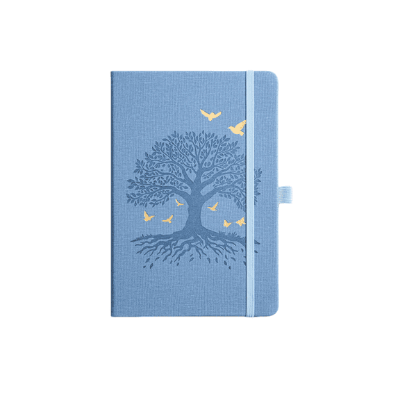 A5 Hardcover PU Leather Notebook Elastic Band Tree of Life Journal Thick Paper for Business Office Note Taking