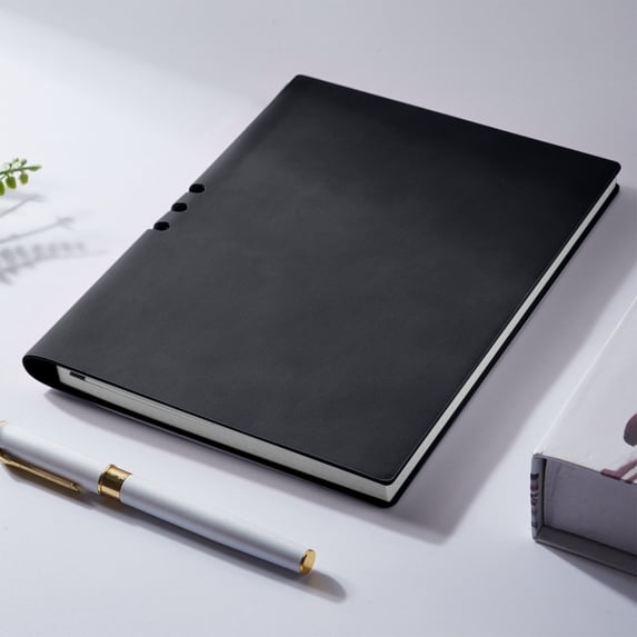 A5 Hardcover Perforated Notebook with 200 Pages, 80g Dorian Paper, Leather-Like Cover, Bookmark Ribbon, and Pen Loop for Journaling and Office Use