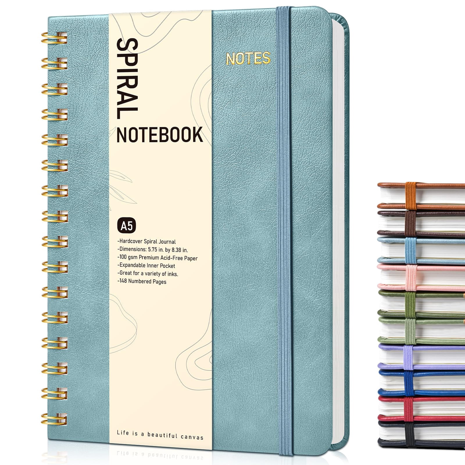 A5 Hardcover Spiral Lined Journal Notebook, Olive Green, 5.75