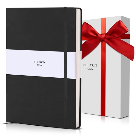 Plexon Graph Paper Notebook, Notebook Journal 160 Pages, Graph Notebook Medium 5.7 inches x 8 inches, 120 GSM Thick Paper, Black, Hardcover
