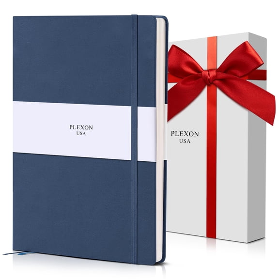 Plexon Dotted Journal Notebook, Notebook Journal 160 Pages, Dotted Notebook Medium 5.7 inches x 8 inches, 120 GSM Thick Paper, Navy Blue, Hardcover