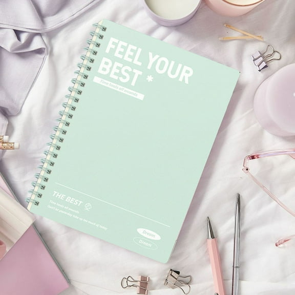 A5 Horizontal Coil Notebook, Thickened Plastic Cover, 9mm Grid Writing Paper, for Student Note Taking and Excerpt Documentation