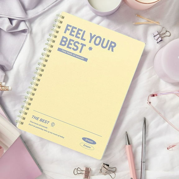 A5 Horizontal Coil Notebook, Thickened Plastic Cover, 9mm Grid Writing Paper, for Student Note Taking and Excerpt Documentation